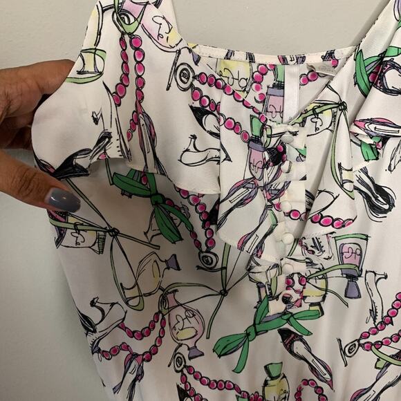 LC Lauren Conrad Printed Ruffle Blouse Size XS - Picture 5 of 7